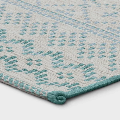 5' X 7' Tapestry Woven Outdoor Rug Aqua - Opalhouse™ 2 5' X 7' Tapestry Woven Outdoor Rug Aqua - Opalhouse™ - Image 2