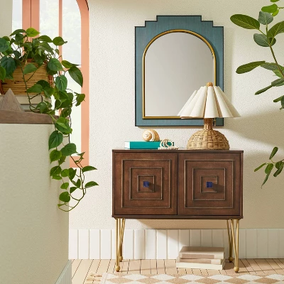 24" X 30" Wood And Brass Wall Mirror Blue - Opalhouse™ Designed With Jungalow™ 1 24" X 30" Wood And Brass Wall Mirror Blue - Opalhouse™ Designed With Jungalow™