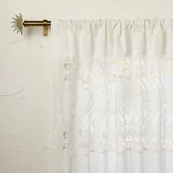 1pc Sheer Banded Geo Macrame Window Curtain Panel White - Opalhouse™ Designed With Jungalow™ -Opalhouse GUEST e45ca8b5 c8fb 4bcd 9418 e1344d66992c
