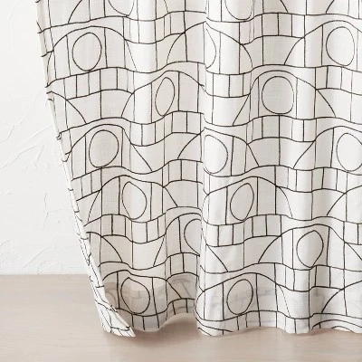 1pc Light Filtering Embroidery Bridges Window Curtain Panel White - Opalhouse™ Designed With Jungalow™ 2 1pc Light Filtering Embroidery Bridges Window Curtain Panel White - Opalhouse™ Designed With Jungalow™ - Image 2